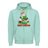 Seafoam meowy christmas cat tree Zipper Hoodie - MaliasSmallBusiness