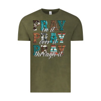 Vintage Olive pray on it pray over it pray through it Vintage Tee - Artiststas