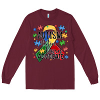Burgundy autism listen learn advocate Long Sleeve Tee - MaliasSmallBusiness