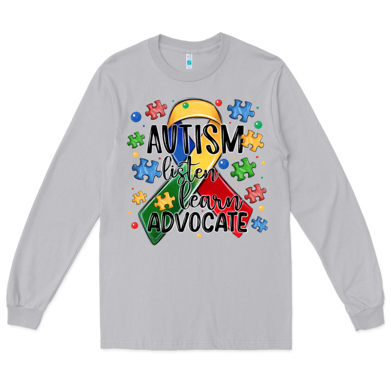 Autism Listen Learn Advocate Long Sleeve Tee by MaliasSmallBusiness | Teevron