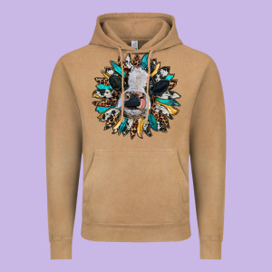 Baby Cow With Sunflower Vintage Hoodie Designed By Ranaportraitstore