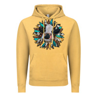 Vintage Mustard baby cow with sunflower Vintage Hoodie - RanaPortraitStore