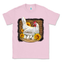 Bubblegum Pink perched chicken with sunflowers leopard background Classic Tee - LillyAllenDesigns