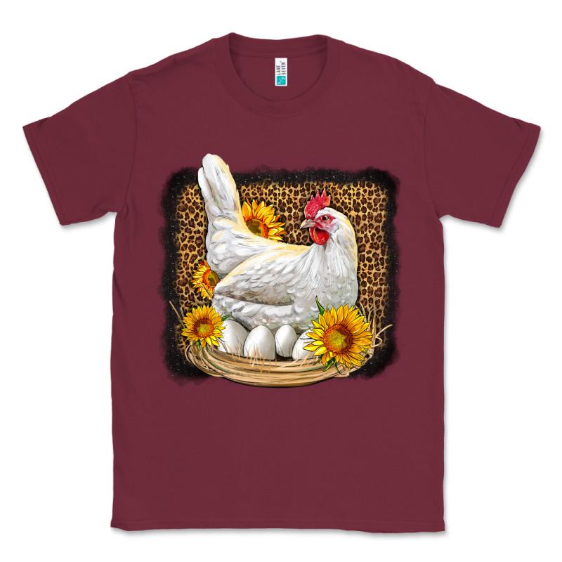 Perched Chicken With Sunflowers Leopard Background Classic Tee by LillyAllenDesigns | Teevron
