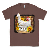 Chestnut perched chicken with sunflowers leopard background Classic Tee - LillyAllenDesigns
