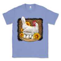 Colony Blue perched chicken with sunflowers leopard background Classic Tee - LillyAllenDesigns