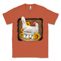 Copper perched chicken with sunflowers leopard background Classic Tee - LillyAllenDesigns