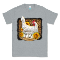 Heather Grey perched chicken with sunflowers leopard background Classic Tee - LillyAllenDesigns