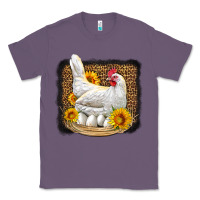 Lavender perched chicken with sunflowers leopard background Classic Tee - LillyAllenDesigns