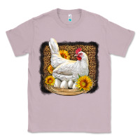 Lilac perched chicken with sunflowers leopard background Classic Tee - LillyAllenDesigns