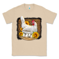 Mushroom perched chicken with sunflowers leopard background Classic Tee - LillyAllenDesigns
