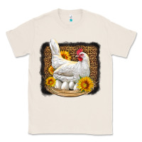 Natural perched chicken with sunflowers leopard background Classic Tee - LillyAllenDesigns