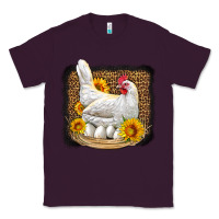 Plum perched chicken with sunflowers leopard background Classic Tee - LillyAllenDesigns