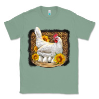 Sage perched chicken with sunflowers leopard background Classic Tee - LillyAllenDesigns