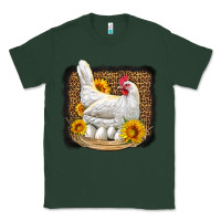 Sports Green perched chicken with sunflowers leopard background Classic Tee - LillyAllenDesigns