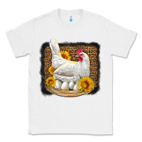 White perched chicken with sunflowers leopard background Classic Tee - LillyAllenDesigns