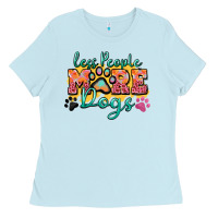 Baby Blue less people more dogs paw zillion Ladies Tee - Zillion Design Studio