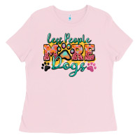 Bubblegum Pink less people more dogs paw zillion Ladies Tee - Zillion Design Studio