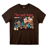 Chocolate Brown i'm just here for the snacks #baseball sister Heavy Core Tee - Zillion Design Studio