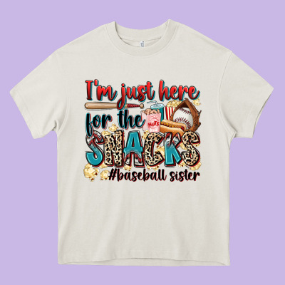 I'm Just Here For The Snacks #baseball Sister Heavy Core Tee Designed By Zillion Design Studio