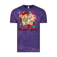 Cloud Purple love you playing cards roses and pearls Vintage Tee - AdoDesignShop