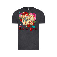 Vintage Black love you playing cards roses and pearls Vintage Tee - AdoDesignShop