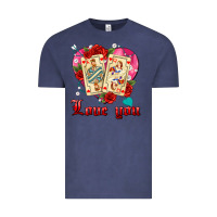 Vintage Denim love you playing cards roses and pearls Vintage Tee - AdoDesignShop