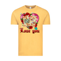 Vintage Mustard love you playing cards roses and pearls Vintage Tee - AdoDesignShop