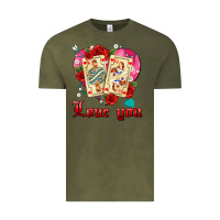 Vintage Olive love you playing cards roses and pearls Vintage Tee - AdoDesignShop