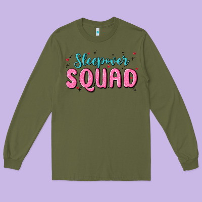Sleepover Squad Long Sleeve Tee Designed By Maliassmallbusiness