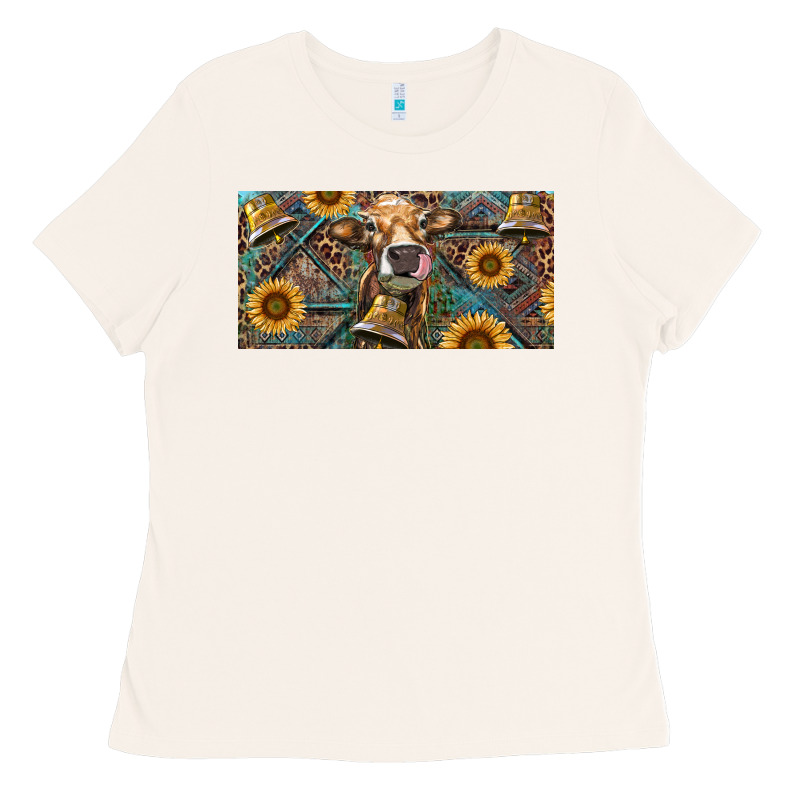 Cow With Aztec Leopard And Sunflower Ladies Tee by RanaPortraitStore | Teevron