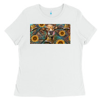 White Cow With Aztec Leopard And Sunflower Ladies Tee - RanaPortraitStore