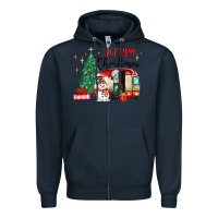 Navy merry christmas camper Zipper Hoodie - MaliasSmallBusiness