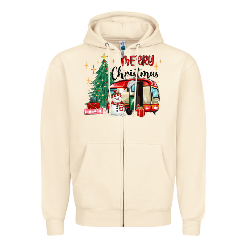 Merry Christmas Camper Zipper Hoodie by MaliasSmallBusiness | Teevron
