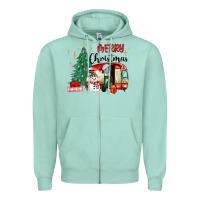 Seafoam merry christmas camper Zipper Hoodie - MaliasSmallBusiness