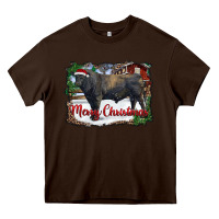 Chocolate Brown merry Christmas black angus bull and farm Heavy Core Tee - RanaPortraitStore