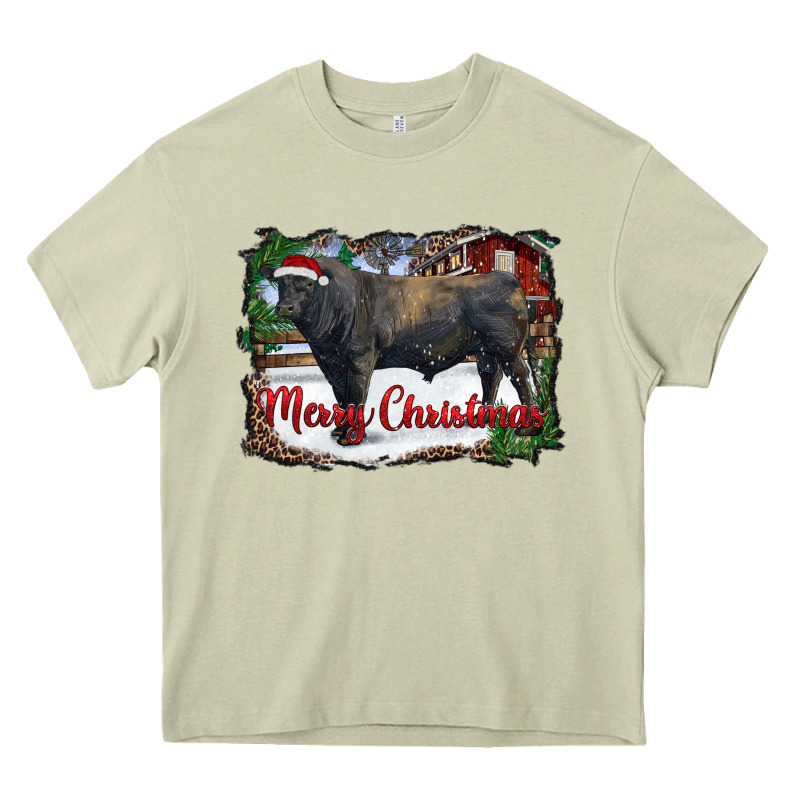 Merry Christmas Black Angus Bull And Farm Heavy Core Tee by RanaPortraitStore | Teevron