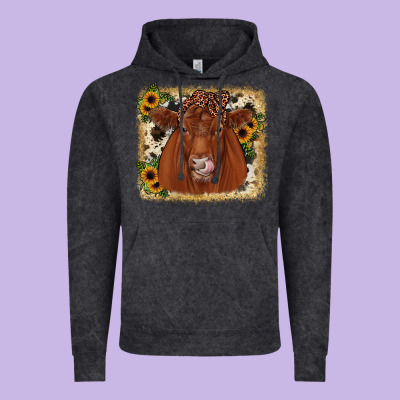 Red Angus Cowhide Sunflower Vintage Hoodie Designed By Jahusdesignshop