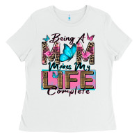 White being a mom makes my life complete Ladies Tee - Zillion Design Studio