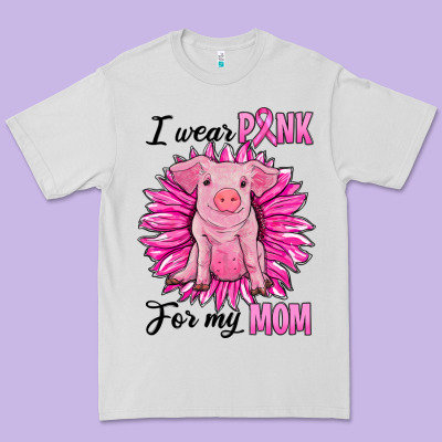 I Wear Pink For My Mom Pig Premium Tee Designed By Ranaportraitstore
