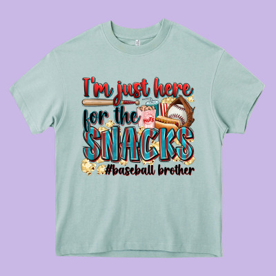 I'm Just Here For The Snacks #baseball Brother Heavy Core Tee Designed By Zillion Design Studio