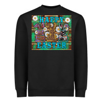 Black easter happy easter western bunnies daisies Heavyweight Sweatshirt - Artiststas