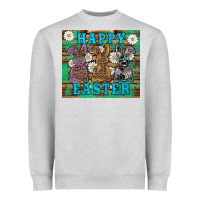 Heather Grey easter happy easter western bunnies daisies Heavyweight Sweatshirt - Artiststas