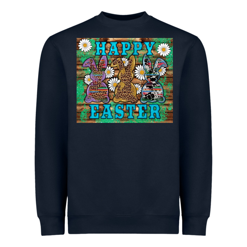 Easter Happy Easter Western Bunnies Daisies Heavyweight Sweatshirt by Artiststas | Teevron