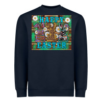 Navy easter happy easter western bunnies daisies Heavyweight Sweatshirt - Artiststas