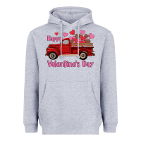 Heather Grey happy valentine's day truck hearts Heavyweight Hoodie - RanaPortraitStore