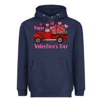 Navy happy valentine's day truck hearts Heavyweight Hoodie - RanaPortraitStore