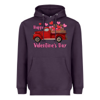Plum happy valentine's day truck hearts Heavyweight Hoodie - RanaPortraitStore