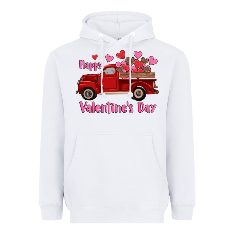 Happy Valentine's Day Truck Hearts Heavyweight Hoodie by RanaPortraitStore | Teevron