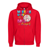 Red wake me when the ball drops Zipper Hoodie - MaliasSmallBusiness